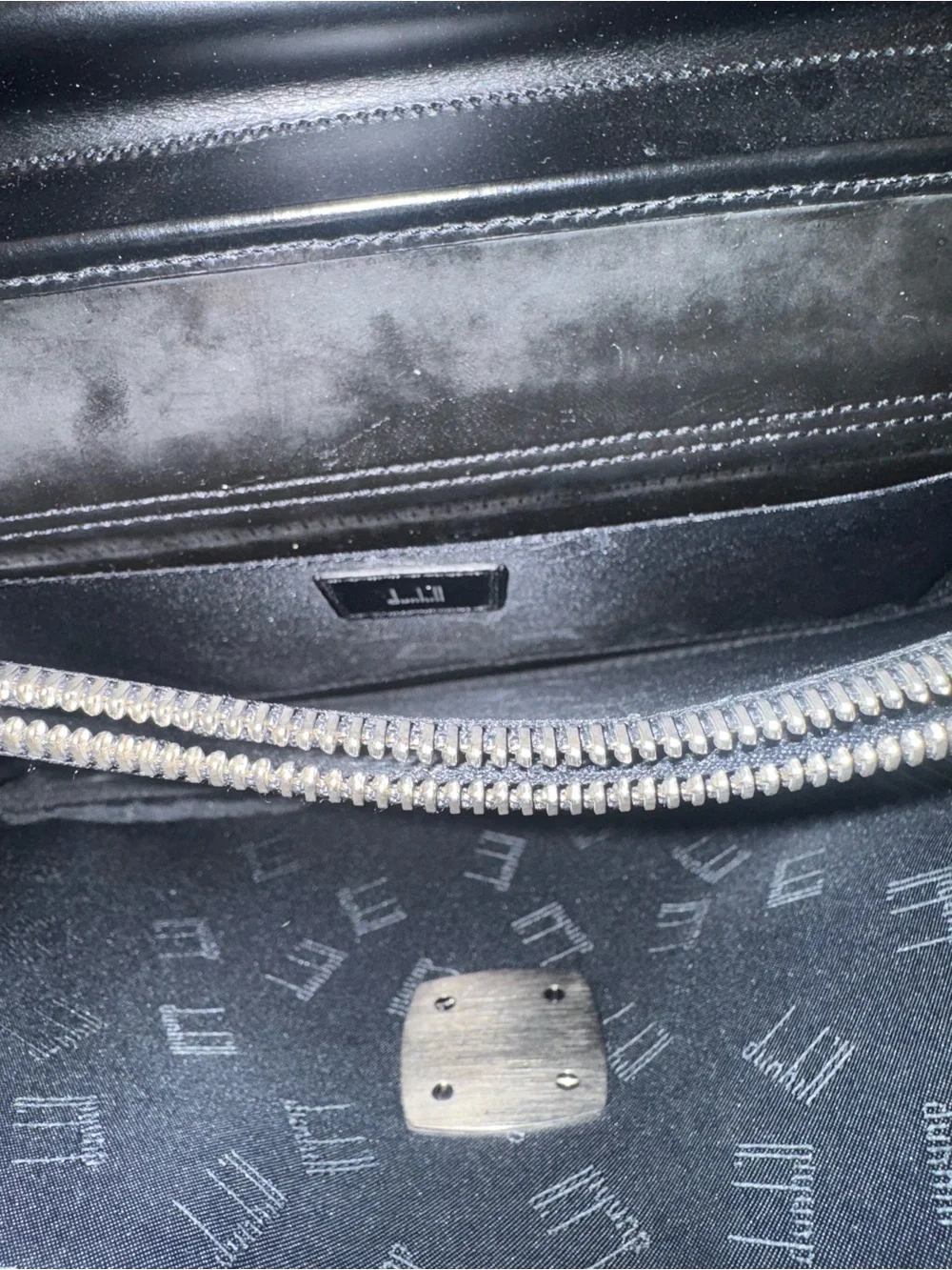 Alfred Dunhill Black Leather & Canvas “Second Bag” Clutch retail $407